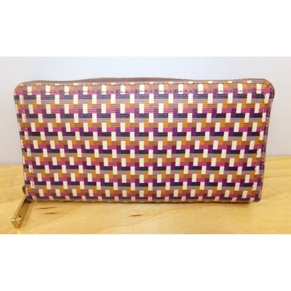Fossil Logan RFID Clutch Wallet Woven Multicolor Zip Around - Picture 2 of 8